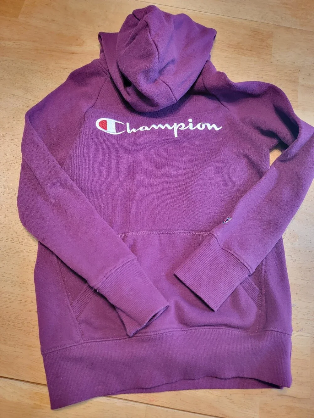 Girls Champion Plum Logo Pullover Hoodie Size Small